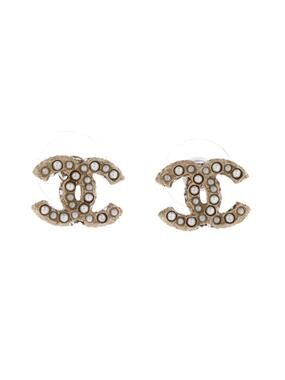 Chanel Cc Stud Earrings Faux Pearls And #282097C74B